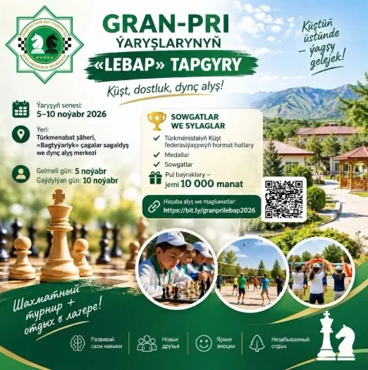 ترکمن آباد میزبان مسابقات جایزه بزرگ ترکمنستان در شطرنج خواهد بود